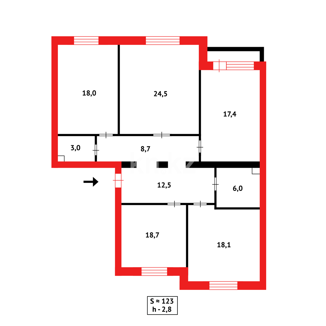Продажа 4-комнатной квартиры, 123 м², пр. Абылай хана, дом  49/2 - Продажа квартир в Астане фото 7 из 7