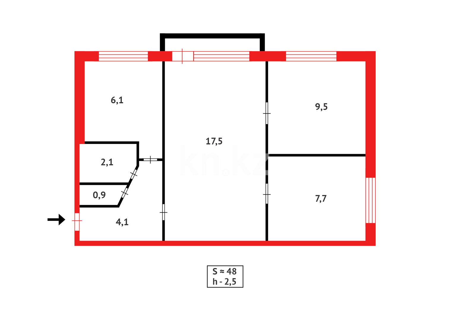 Продажа 3-комнатной квартиры, 47 м² - Аренда квартир посуточно в Кокшетау фото 10 из 10