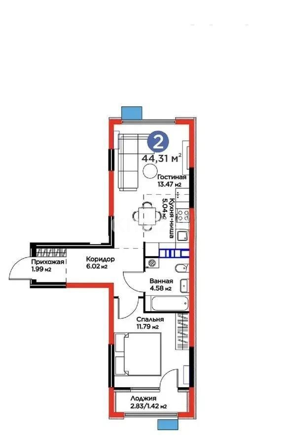 Продажа 2-комнатной квартиры, 44 м² в Алматы - фото 4