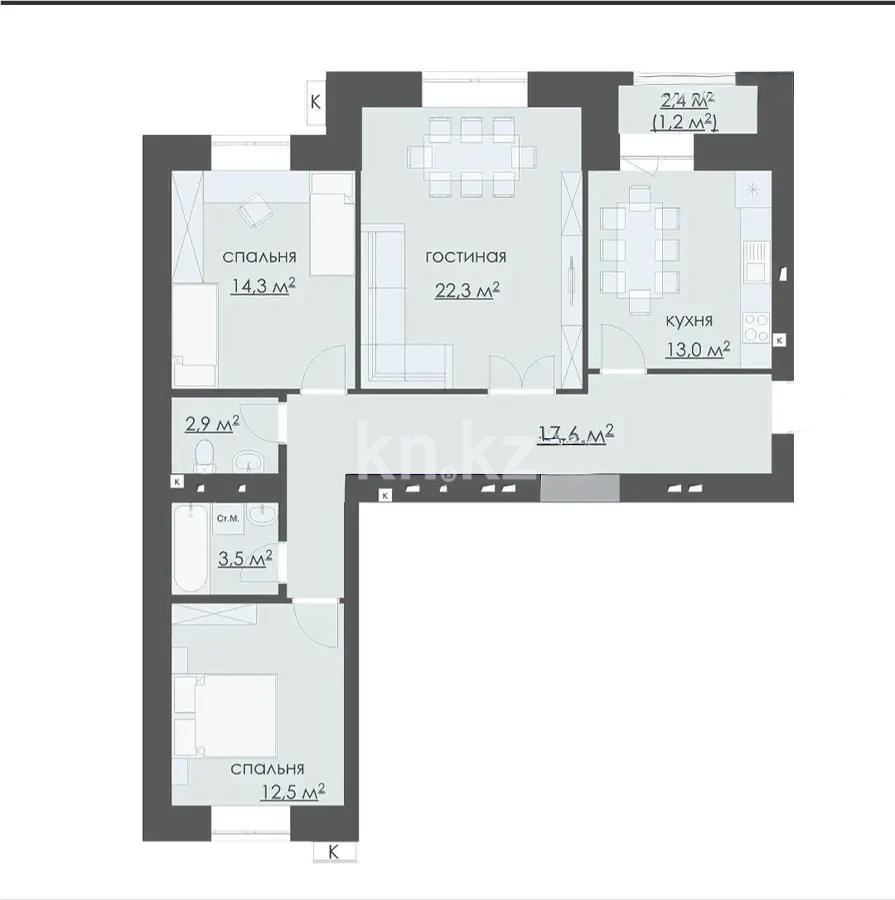 Продажа 3-комнатной квартиры, 90 м², мкр-н Степной-2, дом  9/3 - Продажа квартир в Казахстане фото 1 из 1