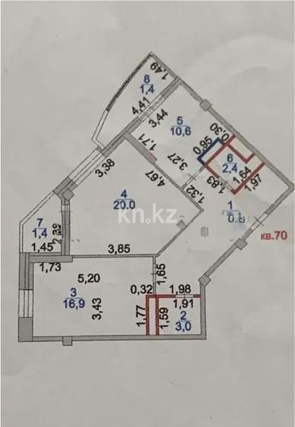Продажа 2-комнатной квартиры, 71.1 м², ул. Нуршайыкова, дом  6/1 - Продажа квартир в Астане фото 1 из 1