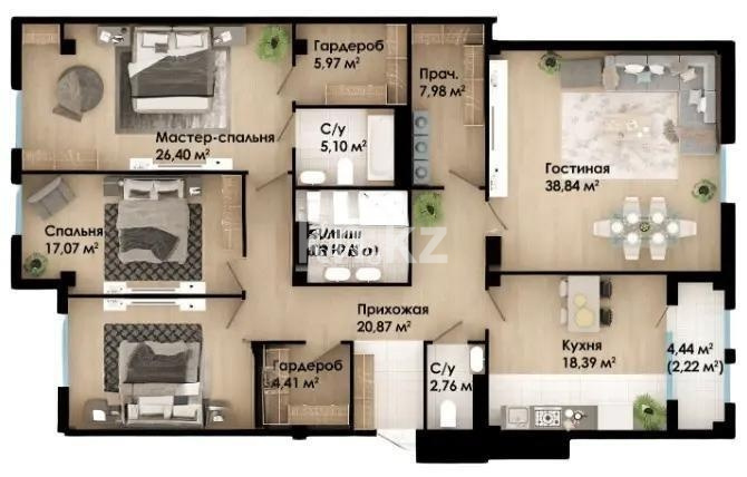 Продажа 4-комнатной квартиры, 184.9 м² - Продажа четырехкомнатных квартир в Казахстане фото 1 из 1