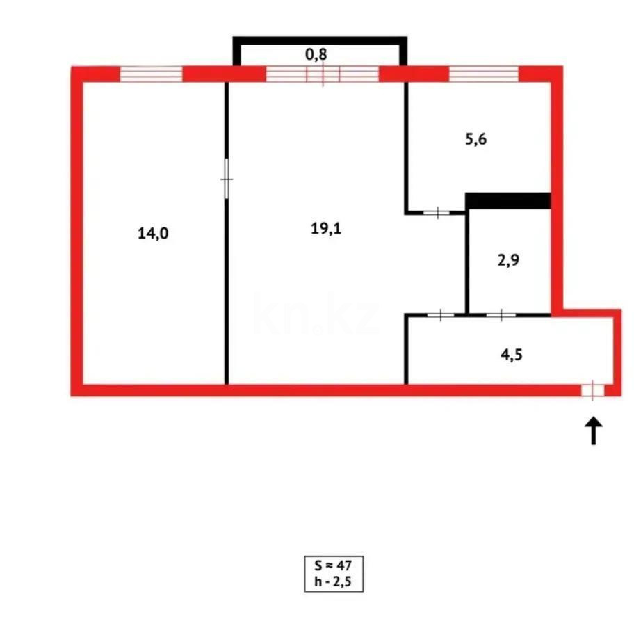 Продажа 2-комнатной квартиры, 47 м², ул. Сакена Сейфуллина, дом  33 - Продажа  двухкомнатных квартир в Абае фото 1 из 1