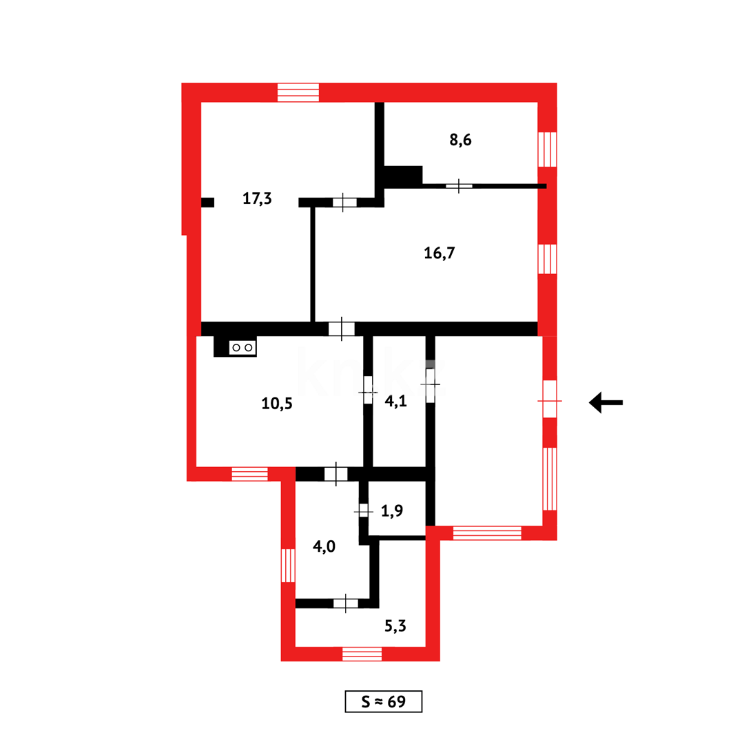 Продажа 3-комнатного дома, 42.6 м², ул. Локомотивная - Продажа  трехкомнатных домов, коттеджей в Караганде с фото фото 13 из 13
