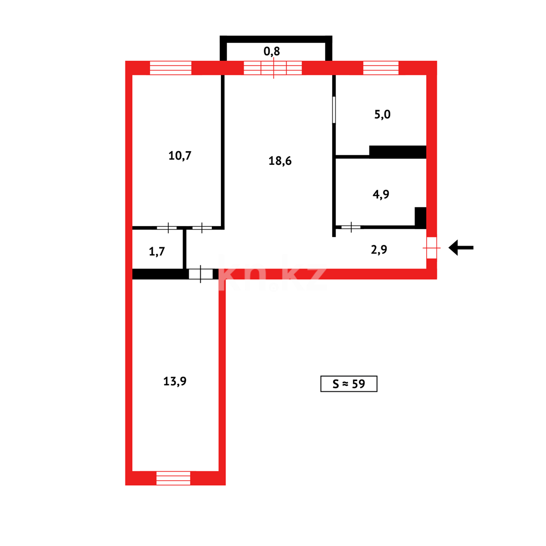 Продажа 3-комнатной квартиры, 58 м² в Темиртау - фото 9