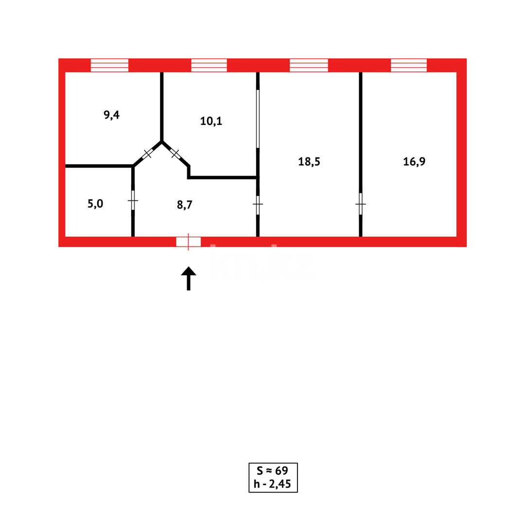 Продажа 3-комнатной квартиры, 69 м² в Караганде - фото 17