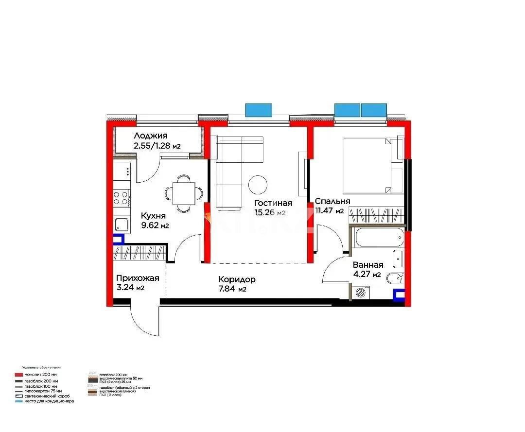 Продажа 2-комнатной квартиры, 54 м², ул. Момышулы, дом  11/14а - Продажа квартир в Алматы фото 1 из 1