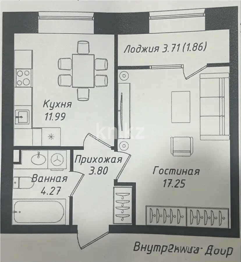 Продажа 2-комнатной квартиры, 40 м² в Астане