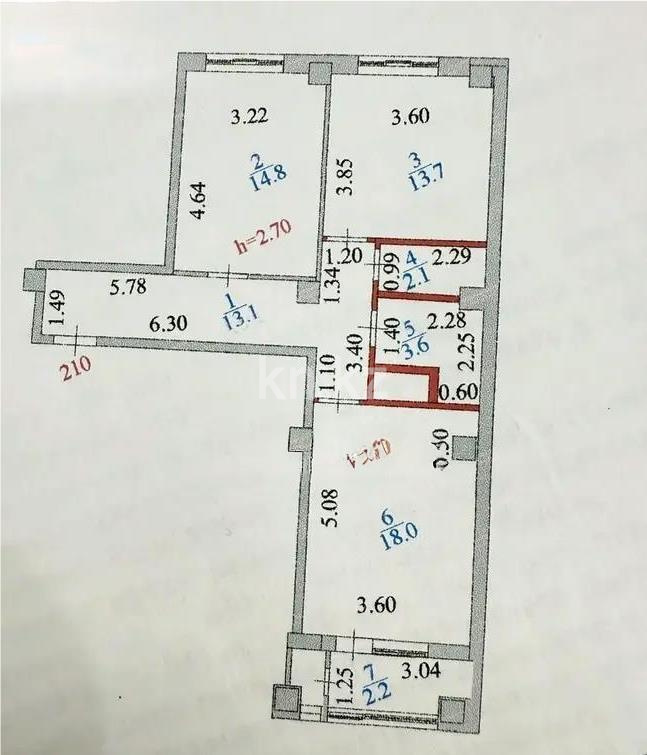 Продажа 2-комнатной квартиры, 67.5 м², ул. Мухамедханова, дом  25 - Продажа квартир в Астане фото 7 из 7