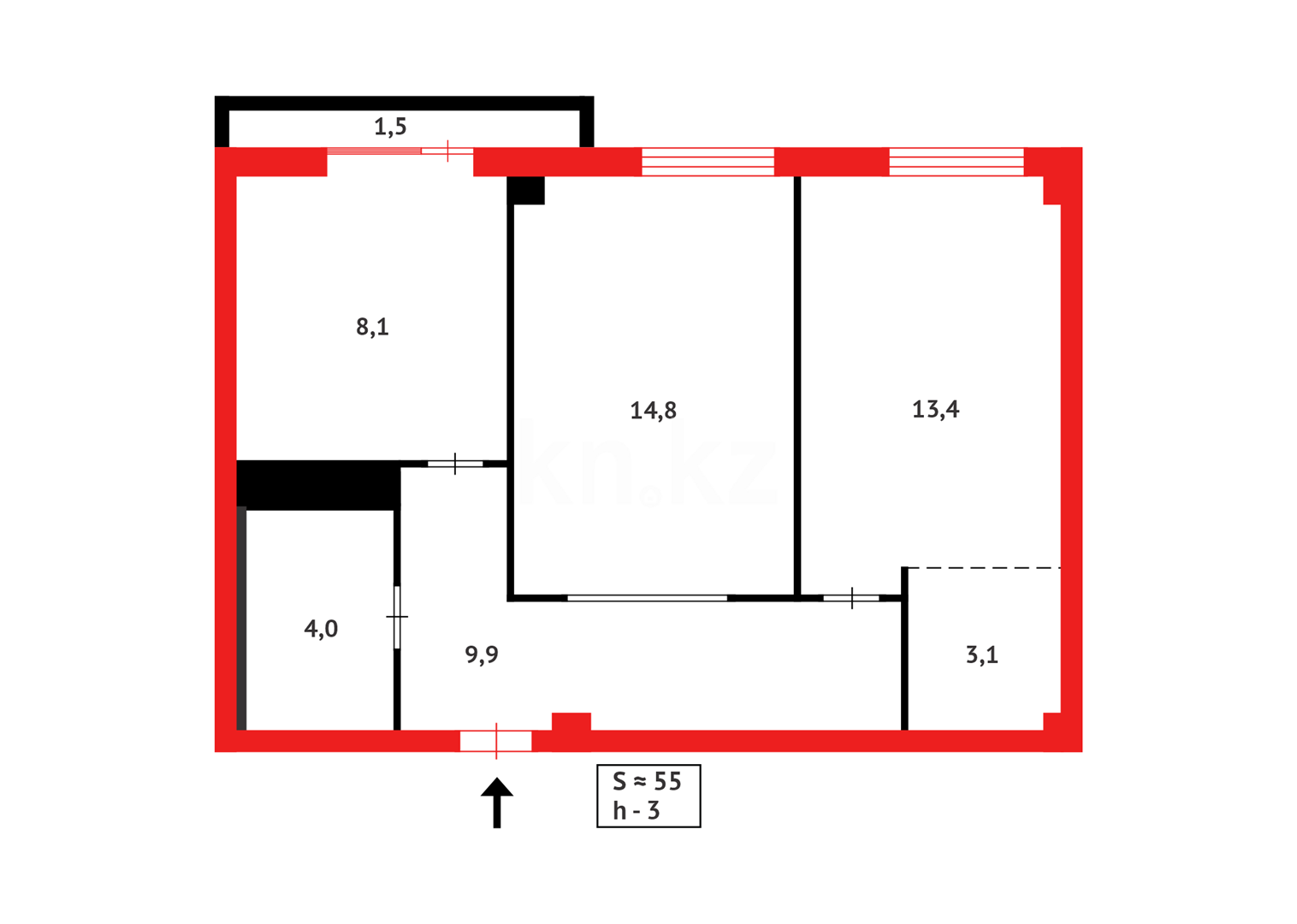 Продажа 2-комнатной квартиры, 55 м², ул. Букетова - Продажа квартир в новостройках Караганды фото 14 из 14