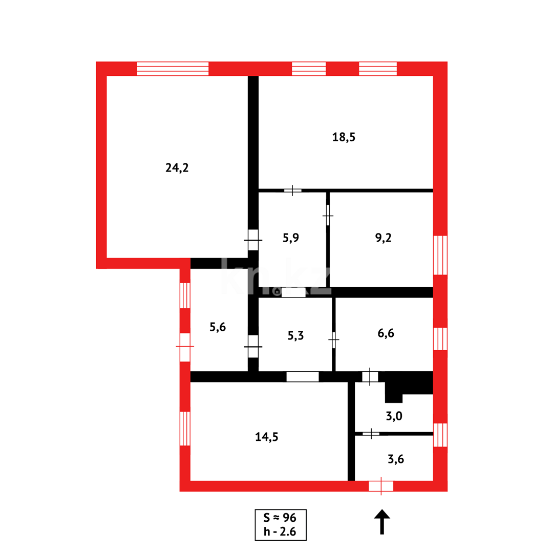 Продажа 3-комнатного дома, 96.4 м², ул. Астраханская - Продажа  трехкомнатных домов, коттеджей в Караганде с фото фото 18 из 18