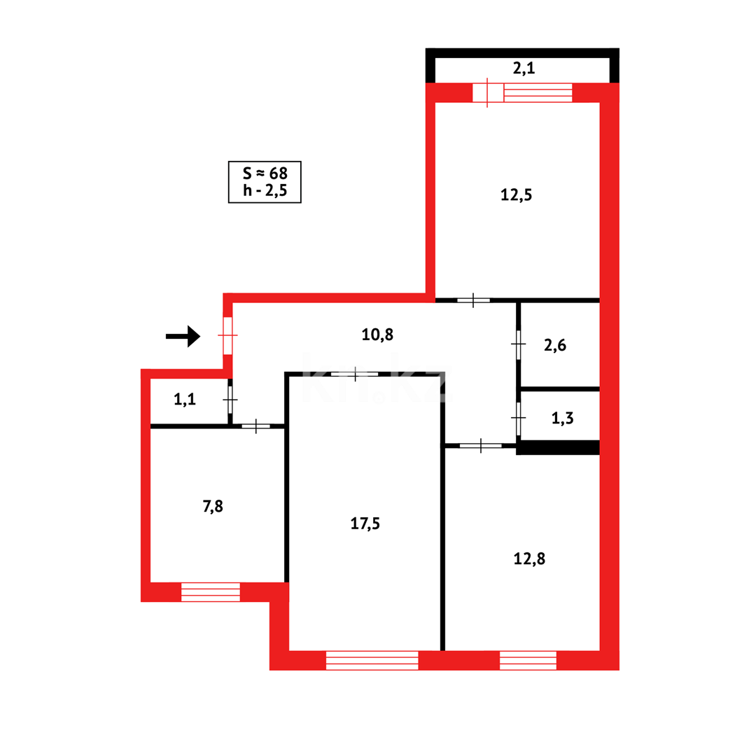 Продажа 3-комнатной квартиры, 69 м² - Продажа квартир в панельном доме в Темиртау - страница 3 фото 8 из 8