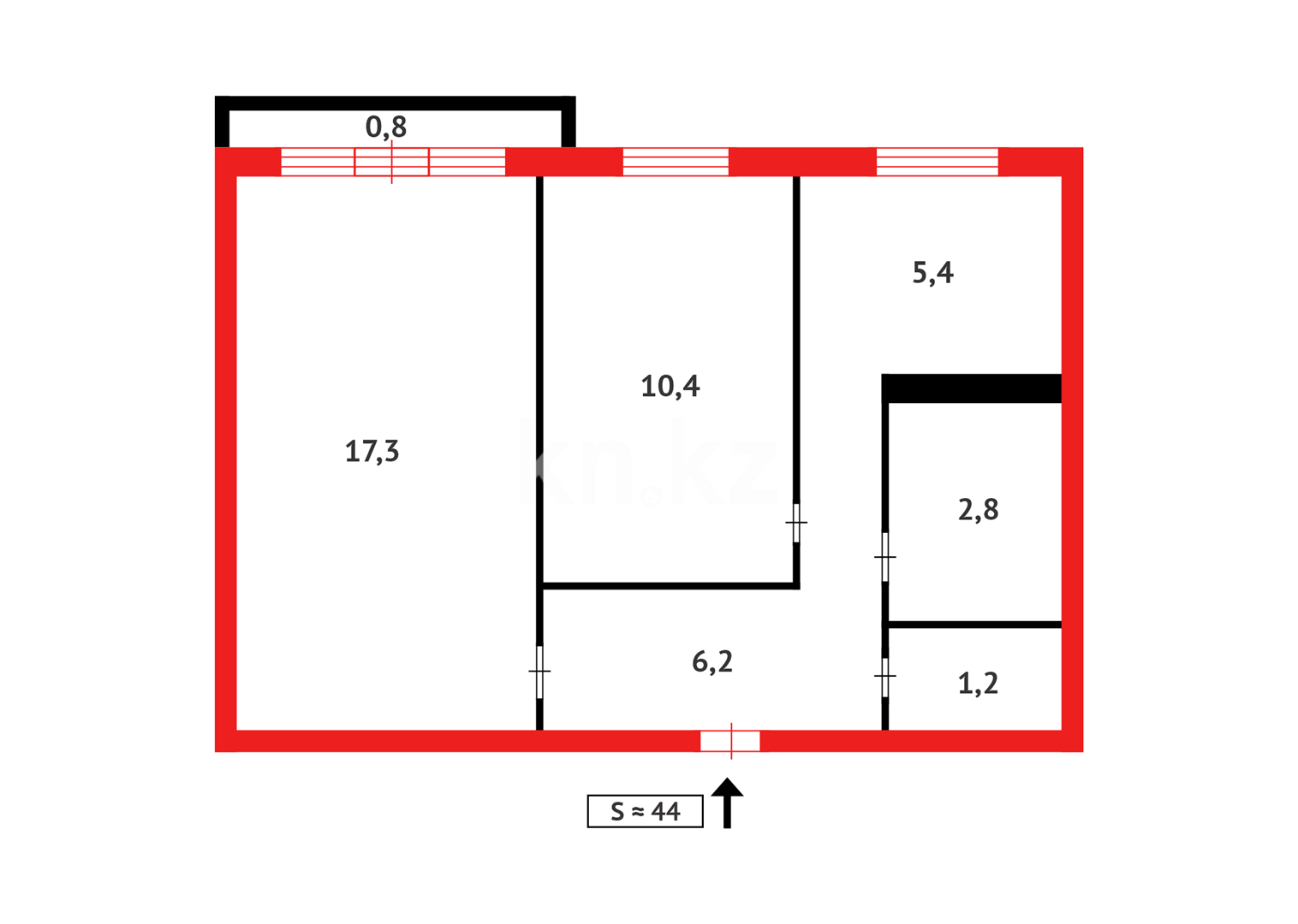 Продажа 2-комнатной квартиры, 44 м² в Темиртау - фото 7