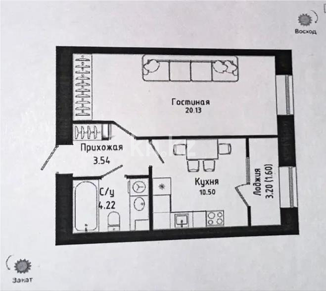 Продажа 1-комнатной квартиры, 40 м², ул. Нажимеденова, дом  30/1 в Астане