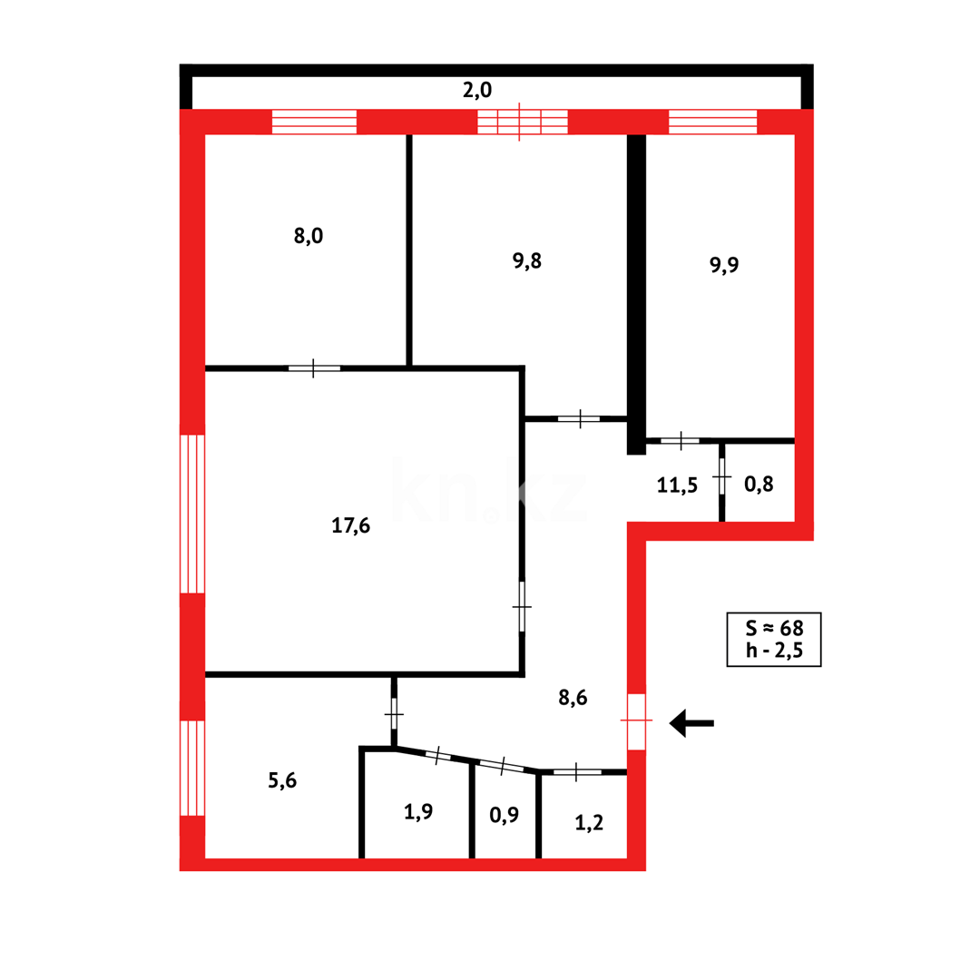 Продажа 4-комнатной квартиры, 67 м² в Темиртау - фото 14