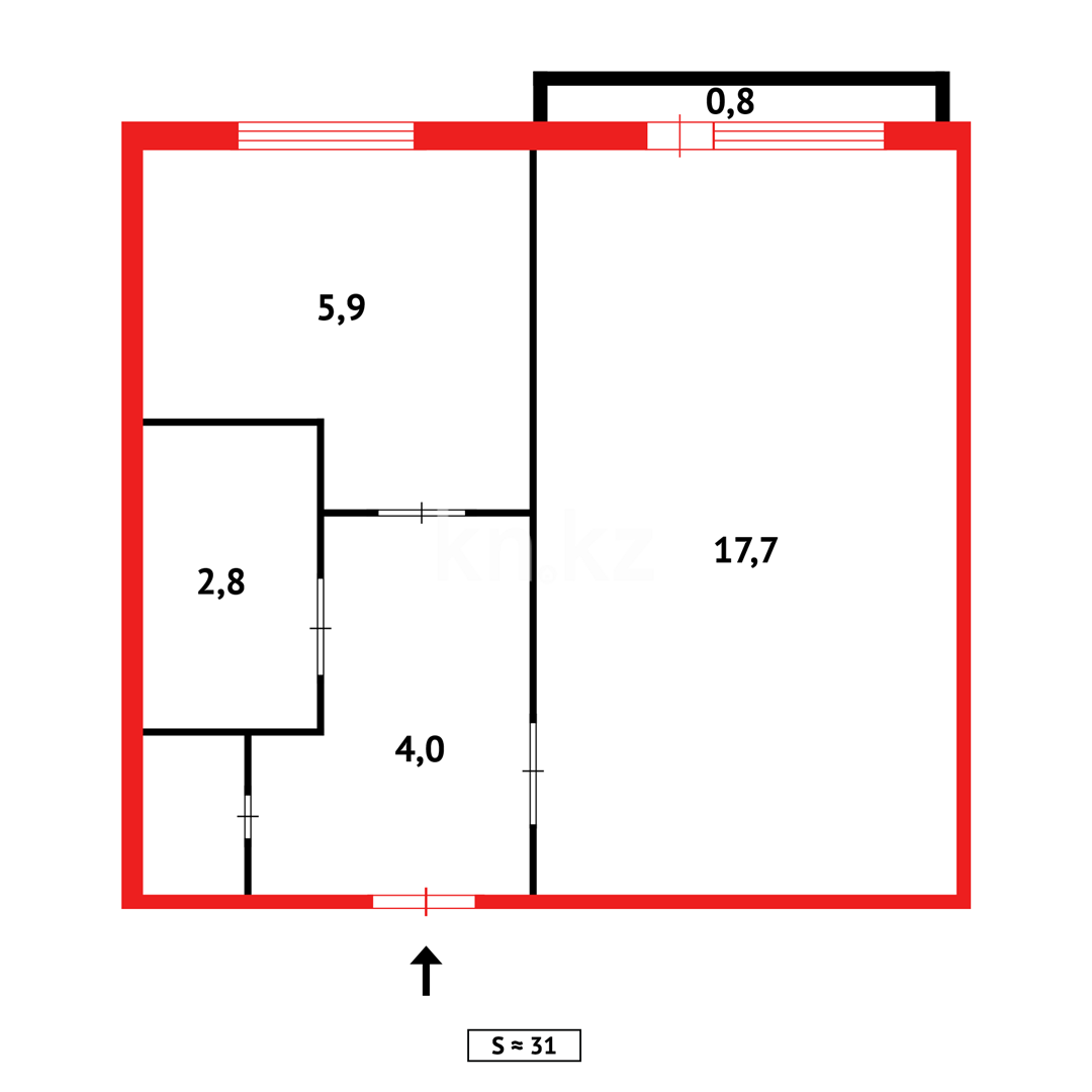 Продажа 1-комнатной квартиры, 30 м², ул. Озёрная, дом  2/2 - Продажа  однокомнатных квартир в Темиртау фото 12 из 12