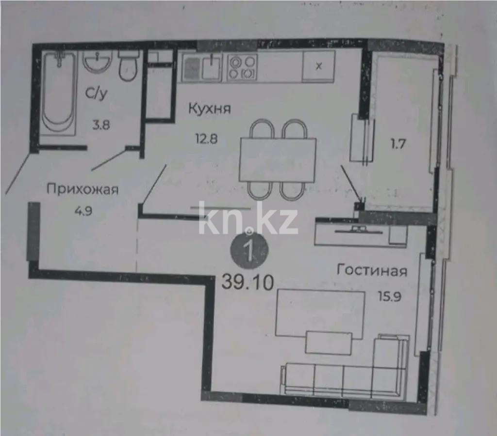 Продажа 1-комнатной квартиры, 40 м² в Астане