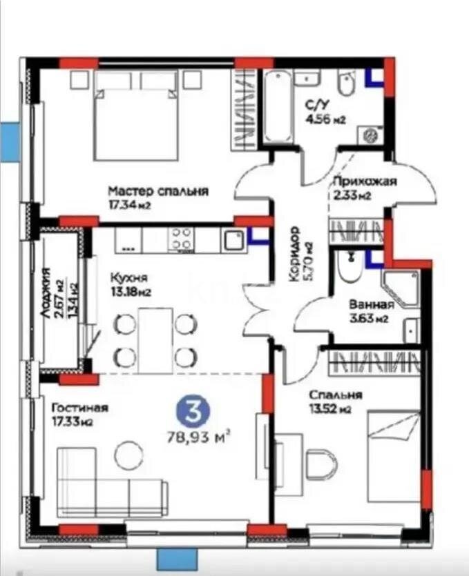 Продажа 3-комнатной квартиры, 80 м² в Астане - фото 5