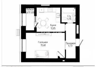 Продажа 1-комнатной квартиры, 44.24 м², ул. Таттимбета, дом  9 стр - Продажа квартир в Астане фото 1 из 1