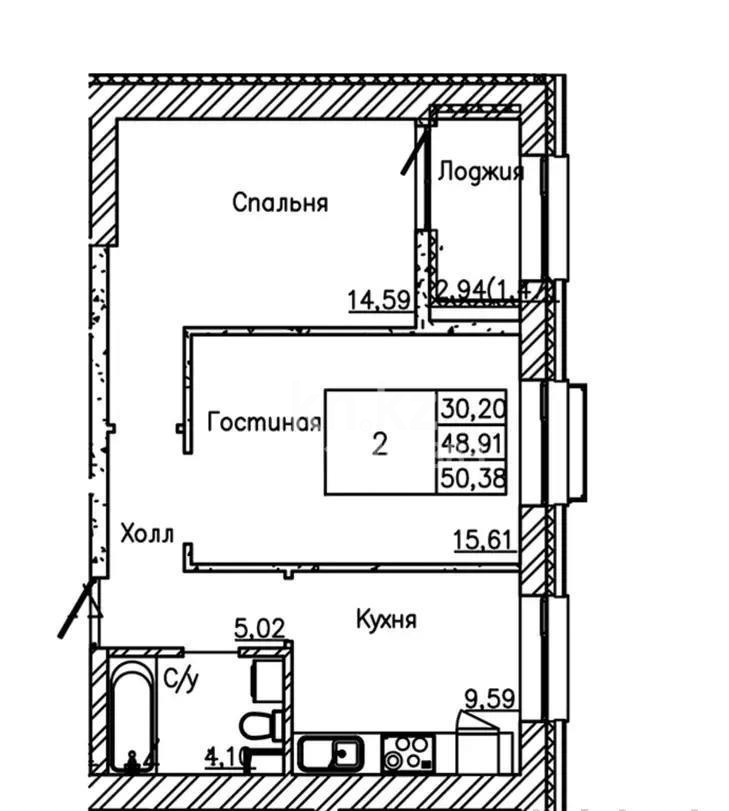 Продажа 2-комнатной квартиры, 50.3 м² в Астане - фото 4