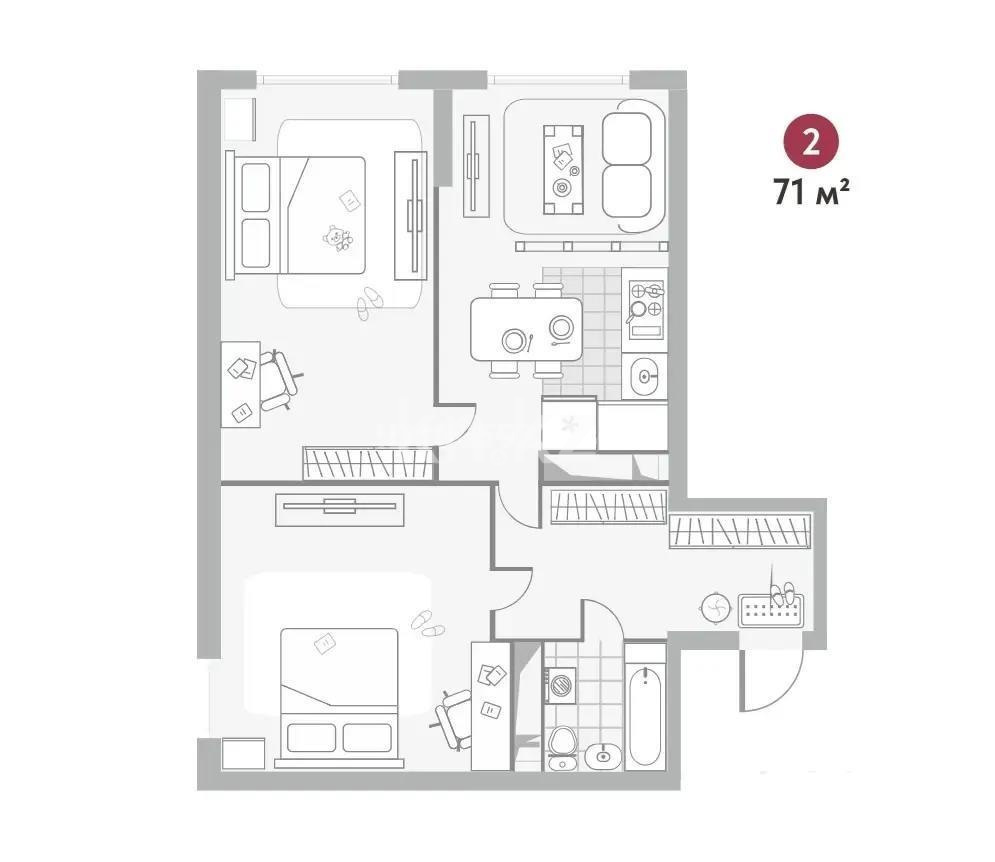 Продажа 2-комнатной квартиры, 70.66 м², ул. Момышулы, дом  100 стр - Продажа квартир в новостройках Алматы фото 1 из 2