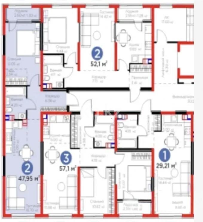Продажа 2-комнатной квартиры, 47.95 м² в Алматы