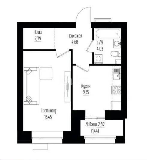 Продажа 1-комнатной квартиры, 37.75 м² в Астане