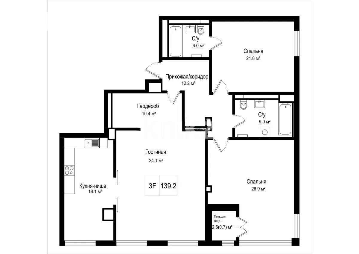 Продажа 4-комнатной квартиры, 141 м² - Продажа квартир в Бостандыкском р-не Алматы - страница 2 фото 1 из 1