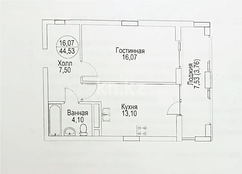 Продажа 1-комнатной квартиры, 46 м² в Астане