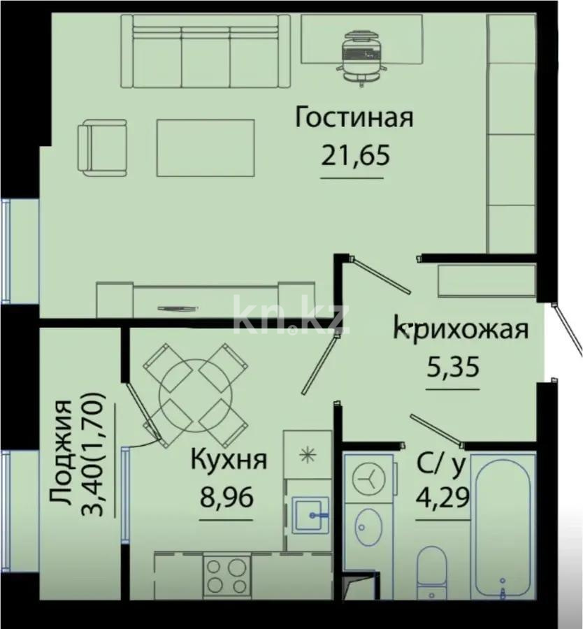 Продажа 1-комнатной квартиры, 42 м² - Продажа квартир в новостройках Астаны - страница 3 фото 3 из 3