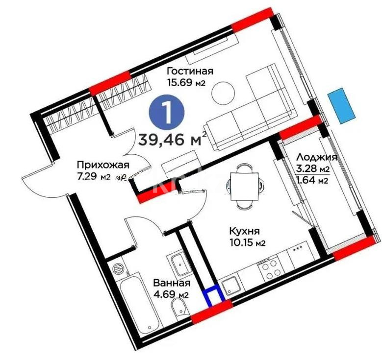 Продажа 1-комнатной квартиры, 39 м² в Астане - фото 4