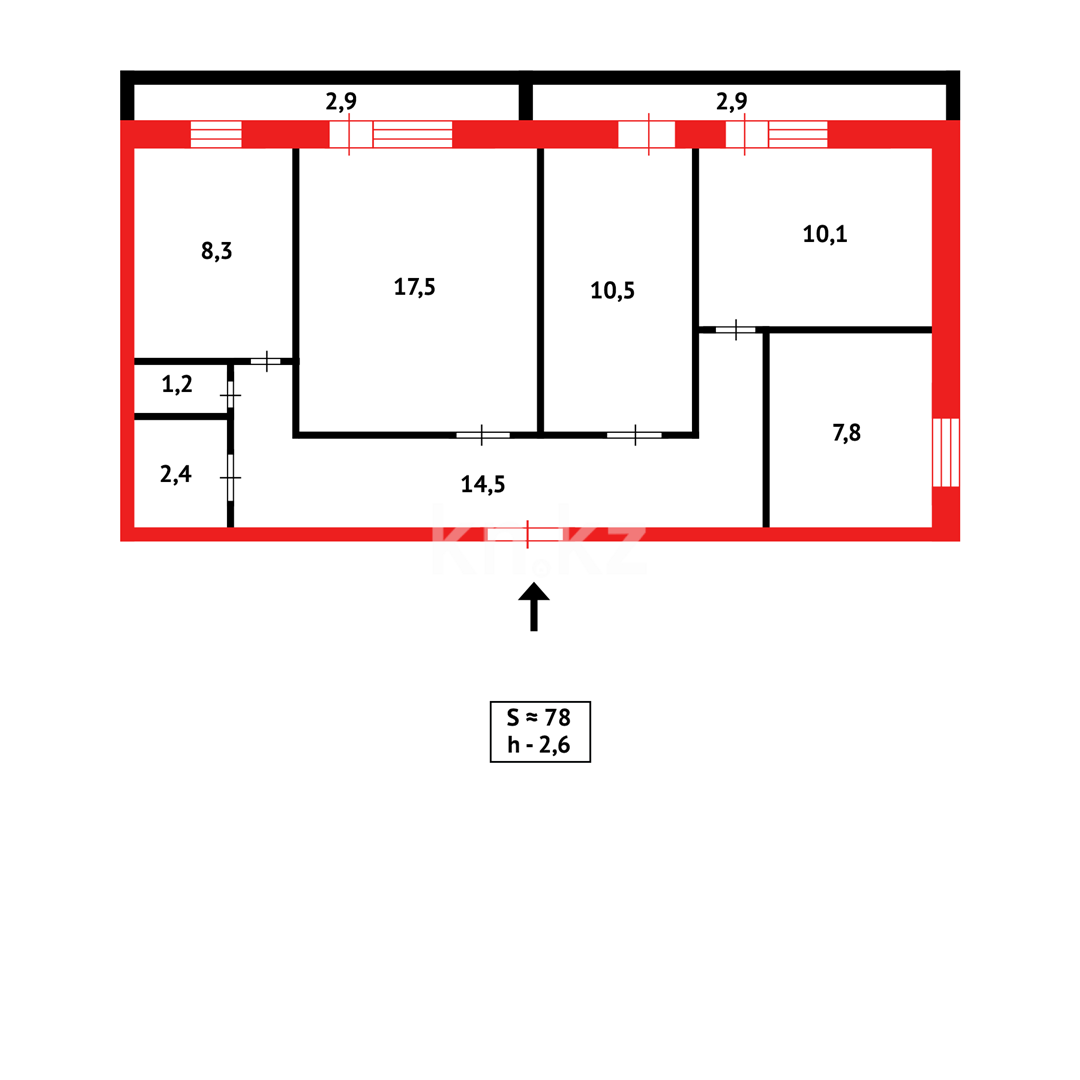 Продажа 4-комнатной квартиры, 77 м², пр. Республики - Продажа  четырехкомнатных квартир в Караганде фото 17 из 17