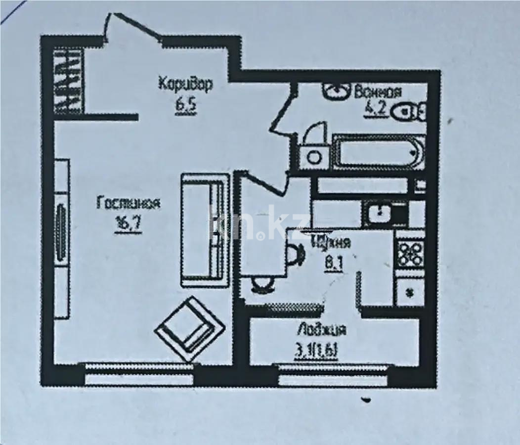 Продажа 1-комнатной квартиры, 38 м², ул. Ауэзова, дом  3г/2 - Продажа квартир в Казахстане фото 1 из 1