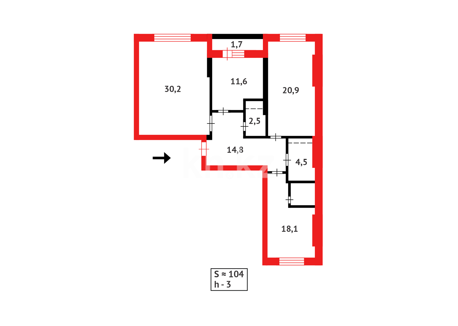 Продажа 3-комнатной квартиры, 104.3 м² - Недвижимость в Казахстане фото 19 из 19