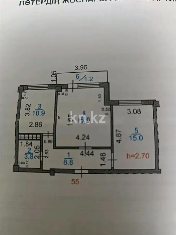 Продажа 2-комнатной квартиры, 58 м², мкр-н Голубые Пруды, дом  5/5 - Продажа квартир в Караганде фото 4 из 4