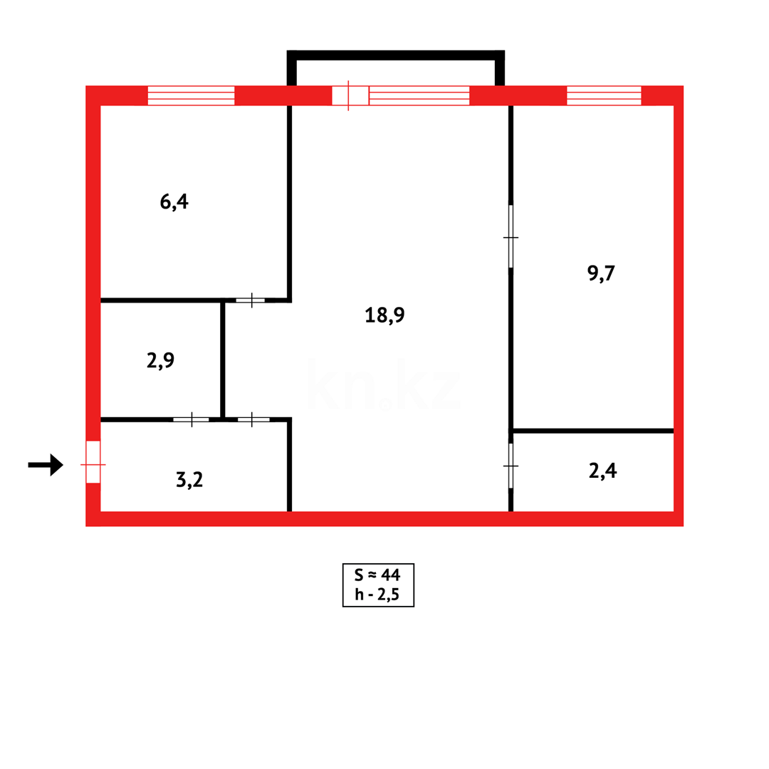 Продажа 2-комнатной квартиры, 45 м² в Темиртау - фото 8