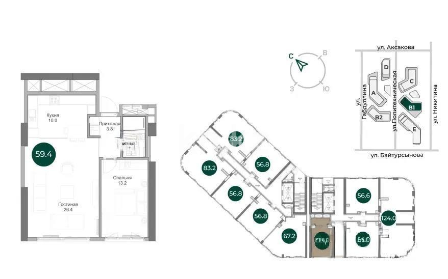 Продажа 2-комнатной квартиры, 59 м² - Продажа квартир от собственников в Алматы - страница 3 фото 3 из 3