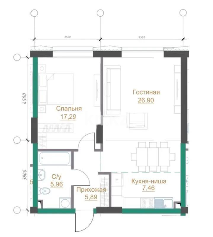 Продажа 2-комнатной квартиры, 65 м² - Продажа квартир в новостройках Алматы фото 1 из 1
