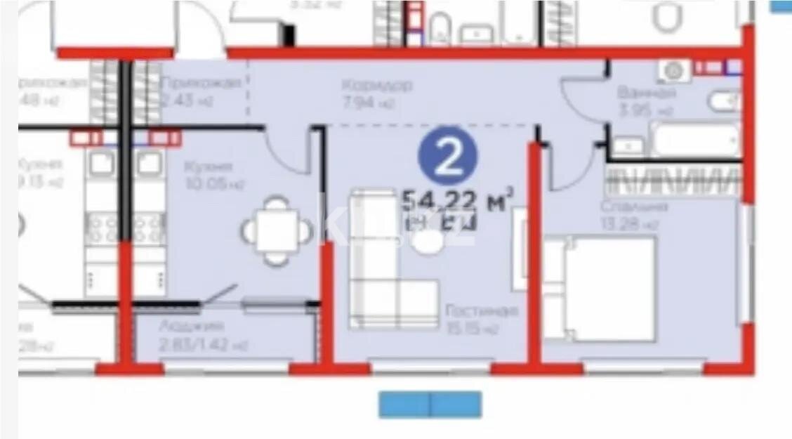 Продажа 2-комнатной квартиры, 55.22 м² в Алматы - фото 4
