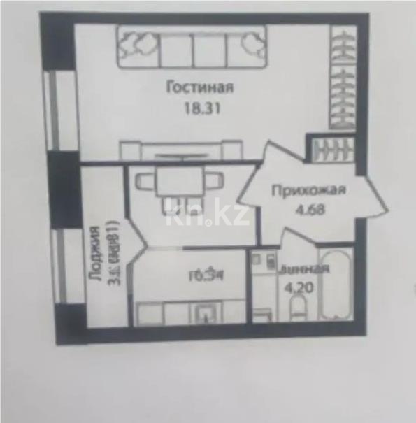 Продажа 1-комнатной квартиры, 39 м² в Астане