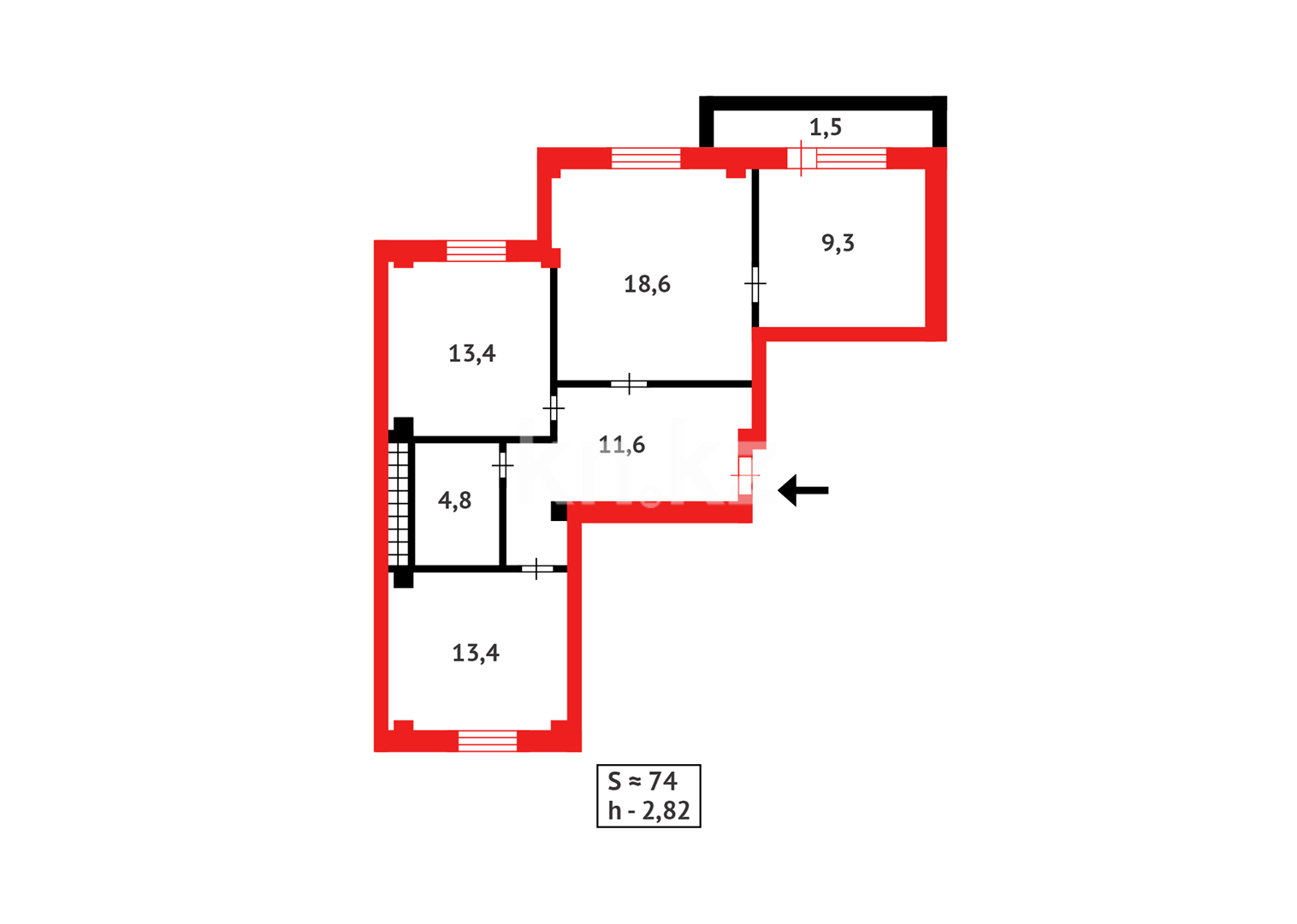 Продажа 3-комнатной квартиры, 74 м², пр. Шахтеров в Караганде - фото 15