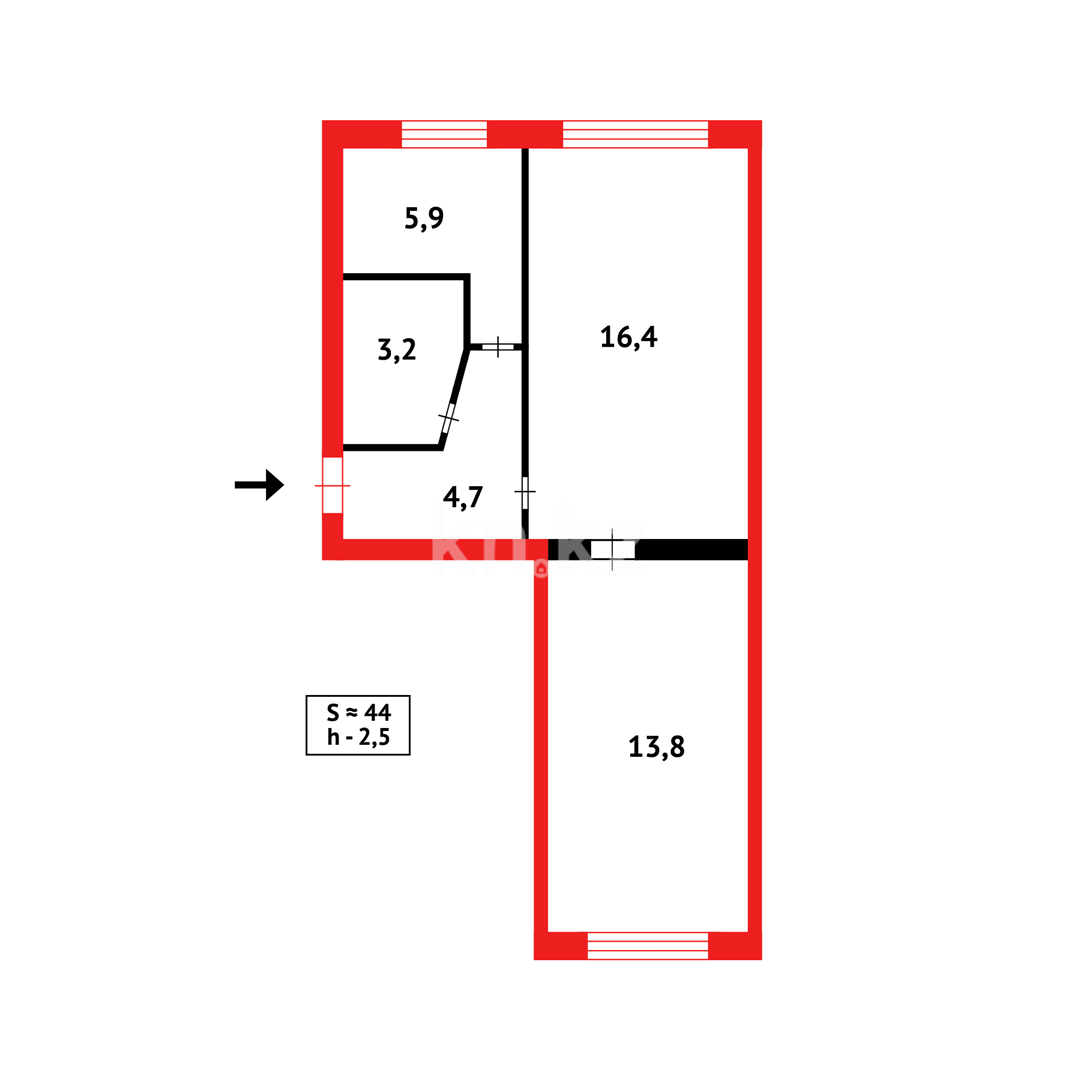 Продажа 2-комнатной квартиры, 47 м², ул. Ермекова, дом  58 в Караганде - фото 10
