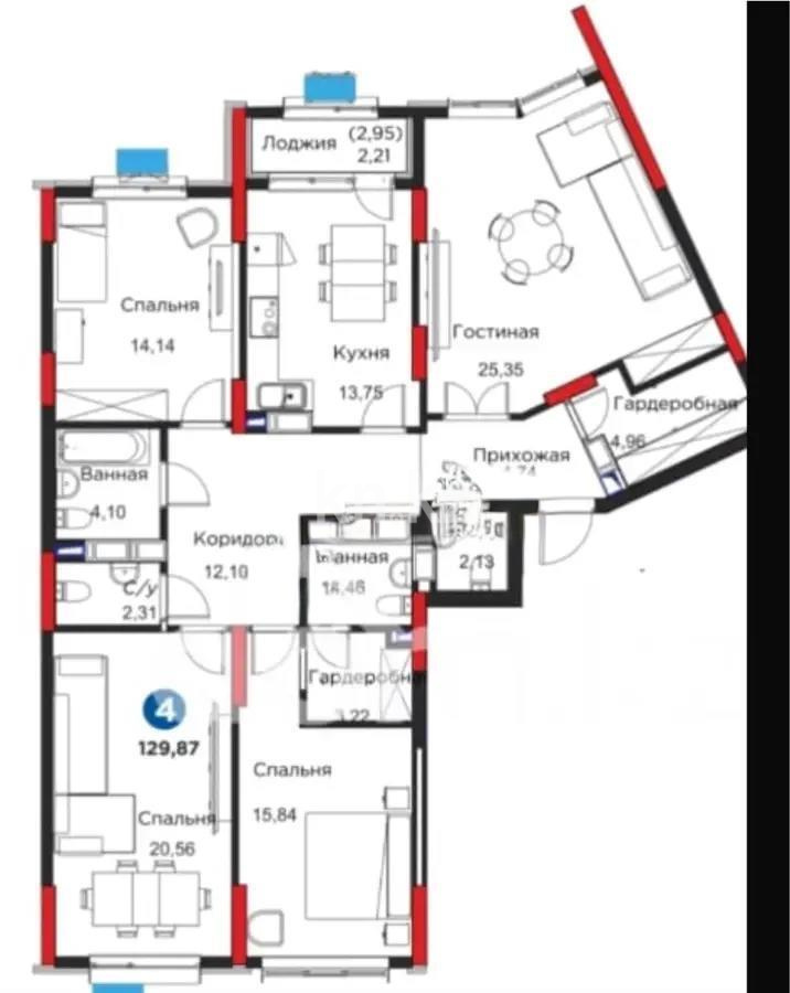 Продажа 4-комнатной квартиры, 130 м², ул. Шыганак, дом  1 в Астане - фото 5