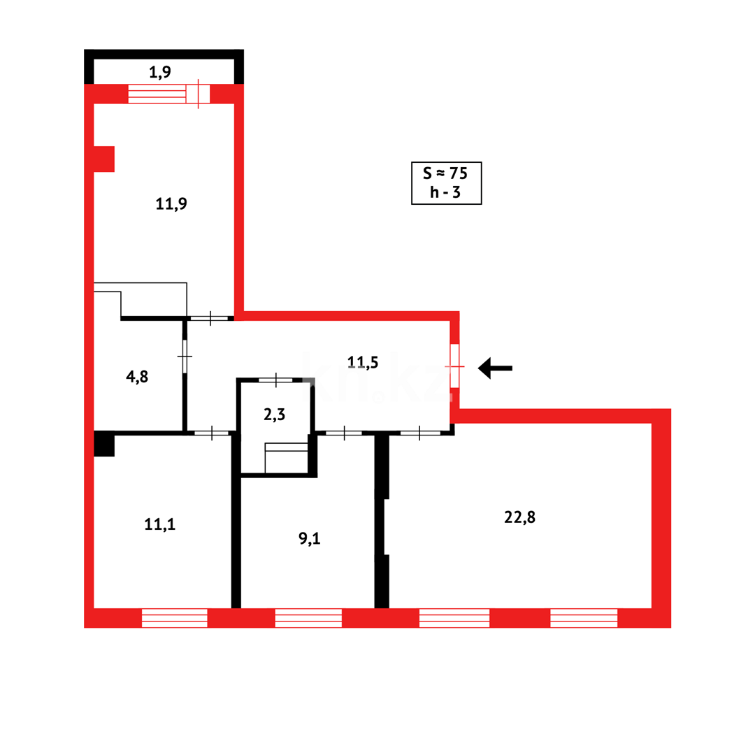 Продажа 3-комнатной квартиры, 75 м² - Продажа квартир в Караганде - страница 8 фото 8 из 8