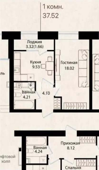 Продажа 1-комнатной квартиры, 37.5 м² в Астане