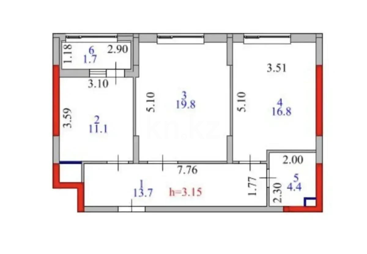 Продажа 2-комнатной квартиры, 68 м² в Астане