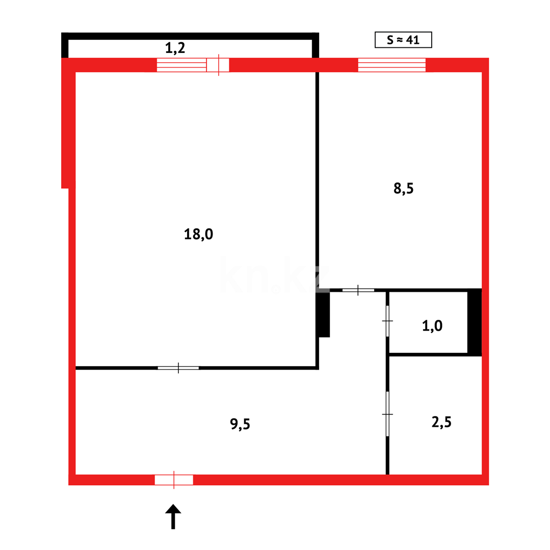 Продажа 1-комнатной квартиры, 41 м², ул. Таттимбета, дом  17 - Продажа  однокомнатных квартир в Караганде фото 10 из 10