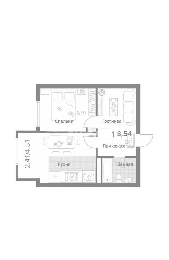 Продажа 2-комнатной квартиры, 48.7 м², пр. Райымбека, дом  349/1 - Продажа  двухкомнатных квартир в Алматы без посредников с фото фото 1 из 1