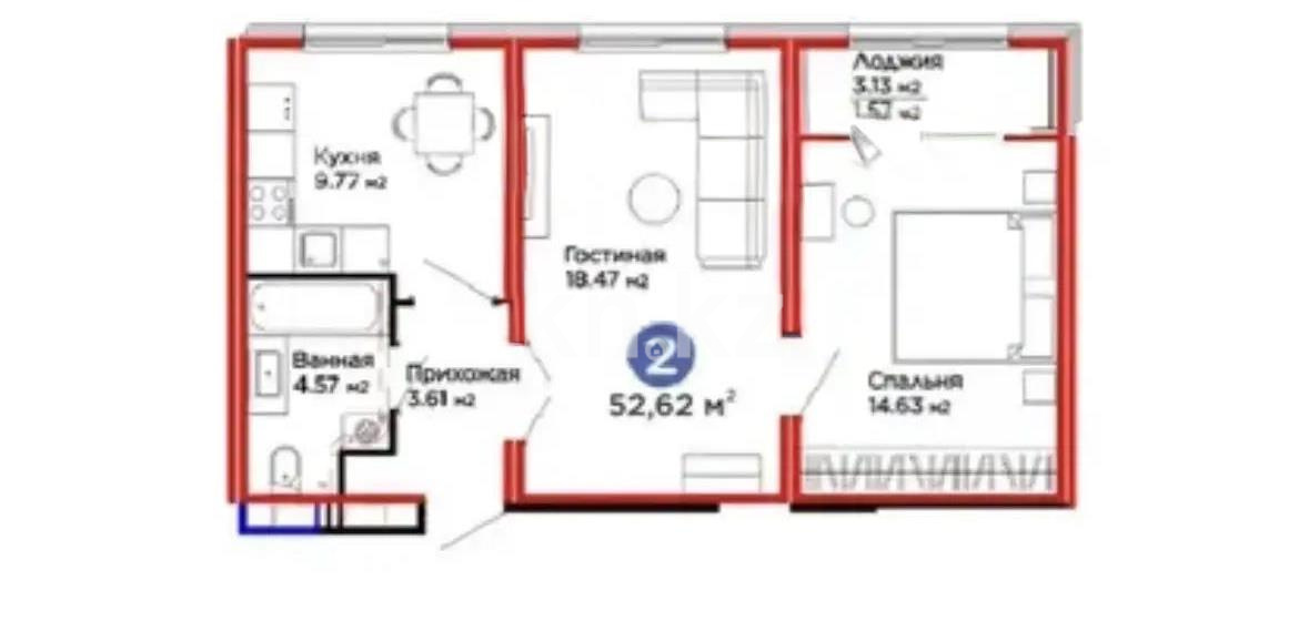 Продажа 2-комнатной квартиры, 53 м² - Продажа  двухкомнатных квартир в новостройках Астаны - страница 3 фото 5 из 5