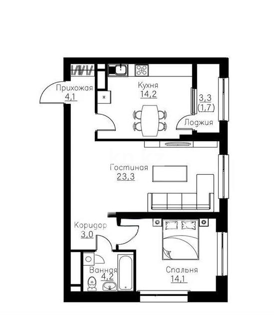 Продажа 2-комнатной квартиры, 65 м² - Продажа квартир в новостройках Алматы фото 1 из 1